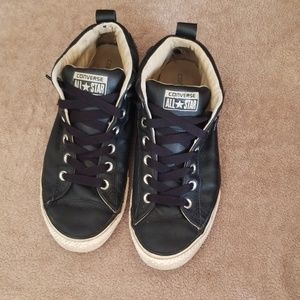 Converse black leather shoes